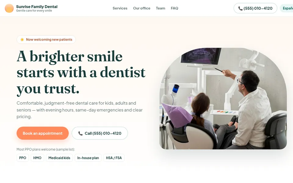 Sitio de muestra: Dentista familiar